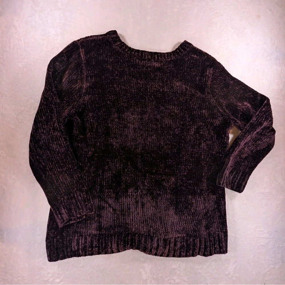 Orvis Women's Chenille Plum Brown Sweater Size XL Pullover Plush Soft Crewneck - Picture 3 of 10